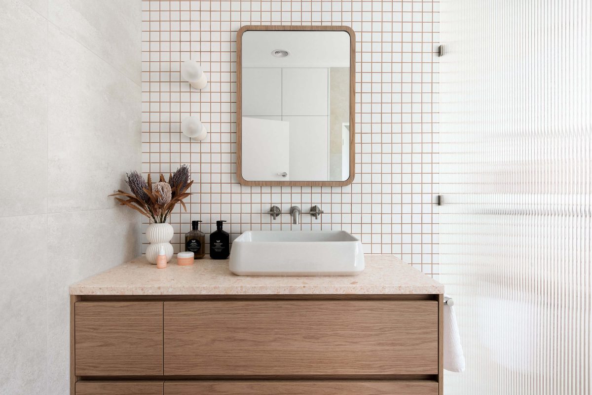 A custom designed bathroom. Built by M.J. Harris Group