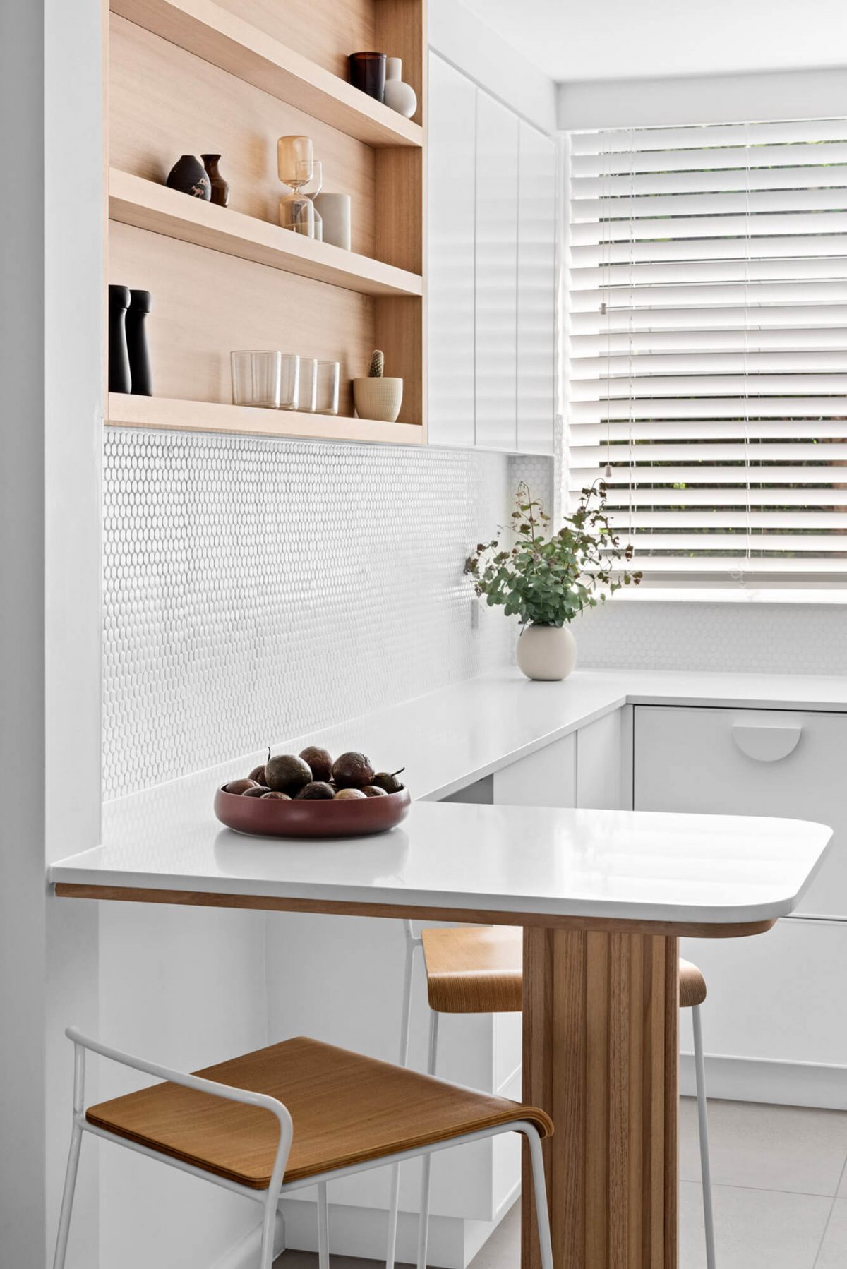 White Timber Kitchen Small South Yarra Interior Design Custom Joinery