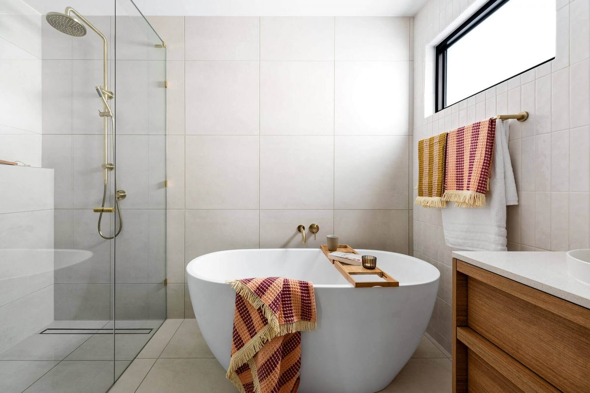 A custom designed bathroom. Designed and built by MJ Harris Group.