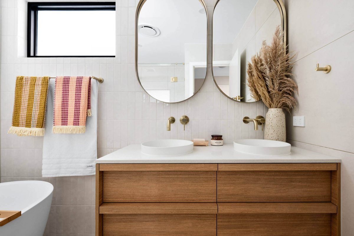 A custom designed bathroom. Designed and built by MJ Harris Group.