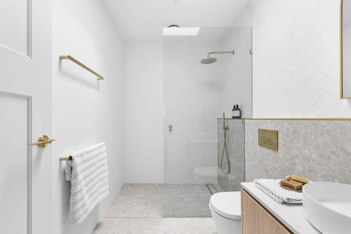 A custom designed bathroom. Designed and built by MJ Harris Group.