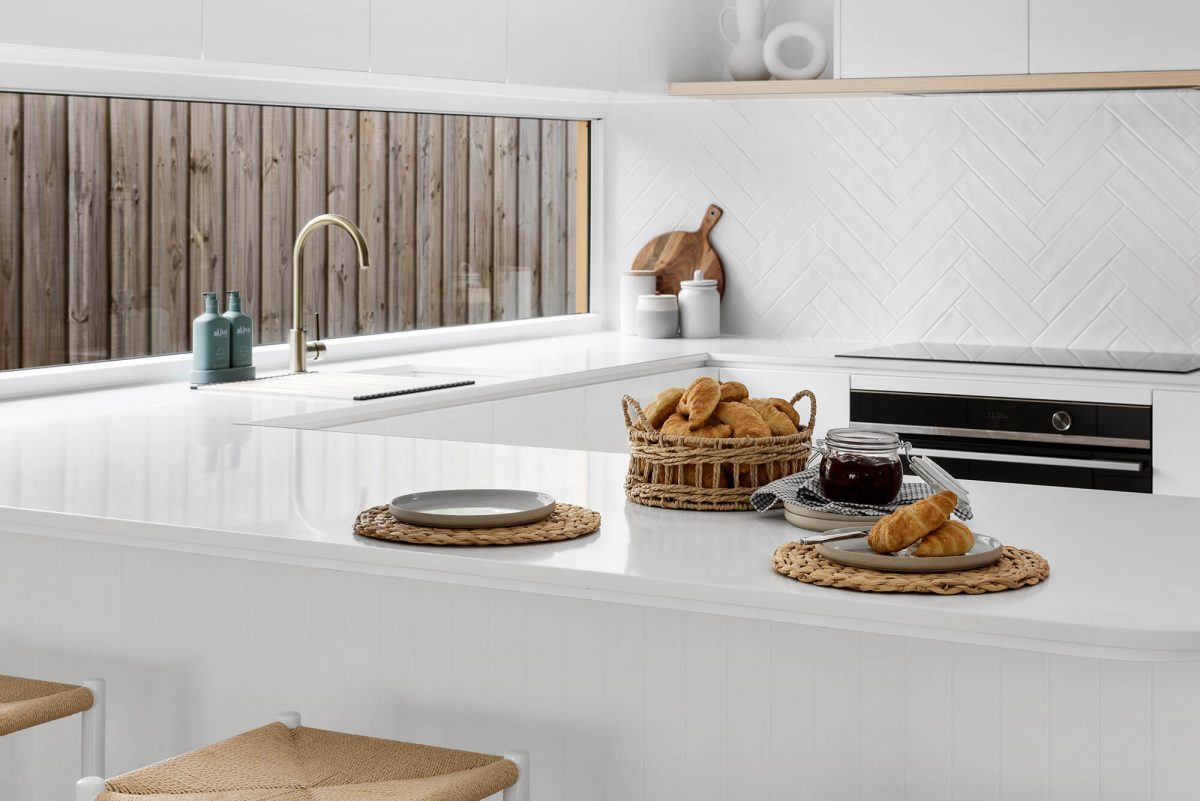 A custom designed kitchen. Designed and built by MJ Harris Group.