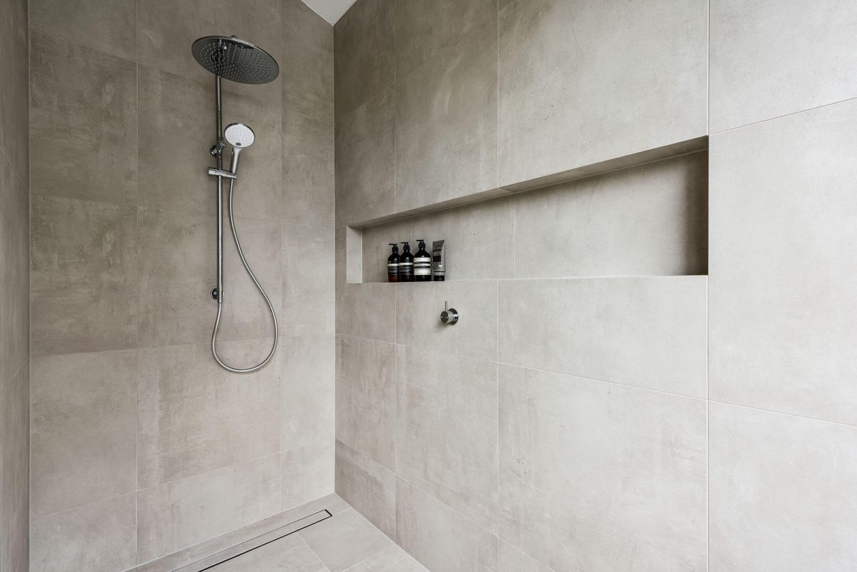 A custom designed bathroom. Designed and built by MJ Harris Group.