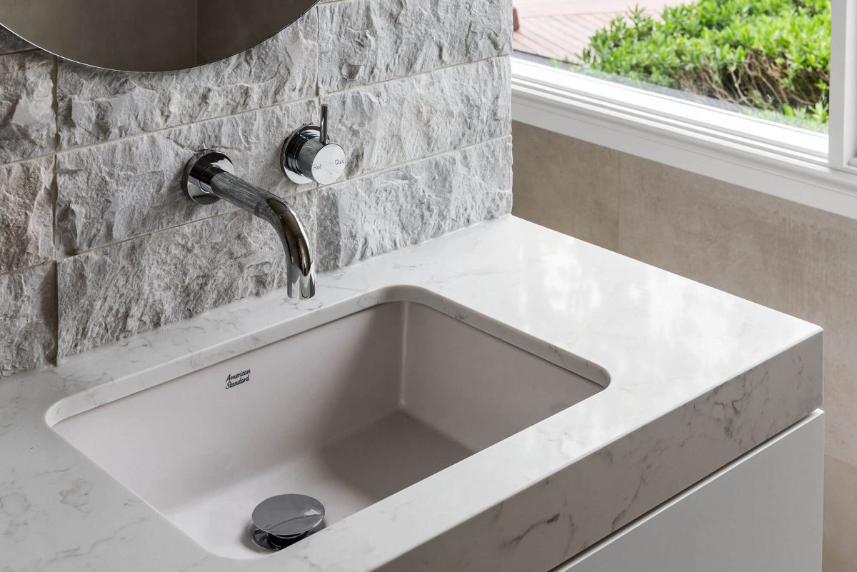 A custom designed bathroom. Designed and built by MJ Harris Group.