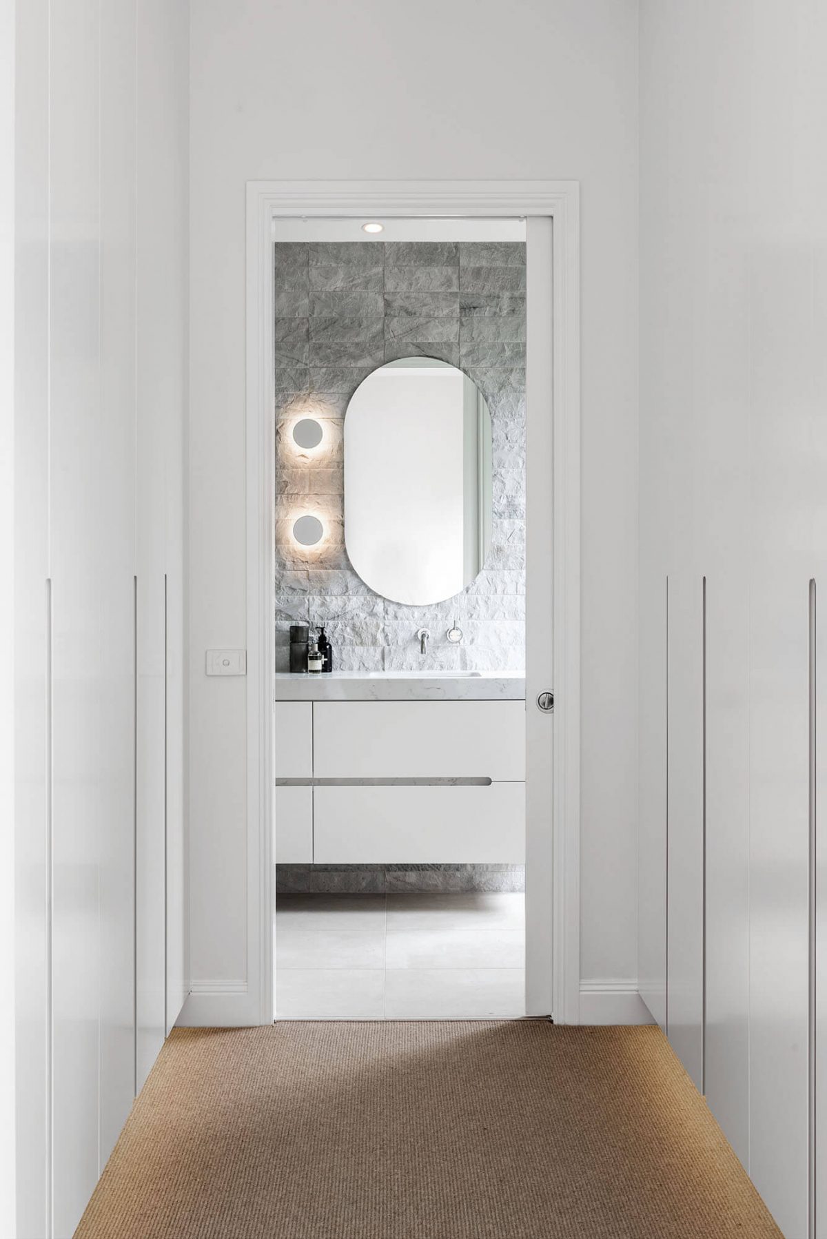 A custom designed bathroom. Designed and built by MJ Harris Group.