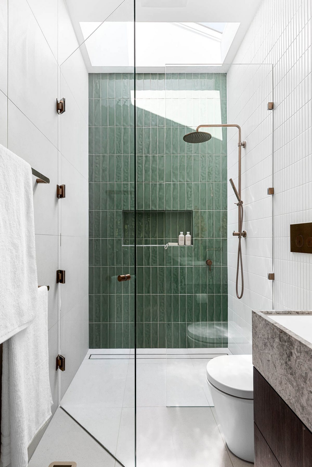 A custom designed bathroom. Designed and built by MJ Harris Group.