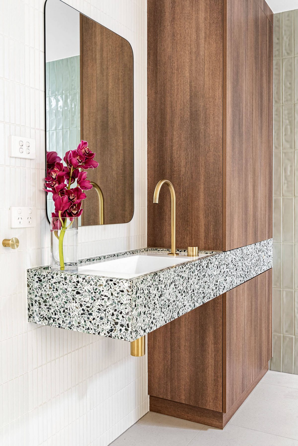 A custom designed bathroom. Designed and built by MJ Harris Group.