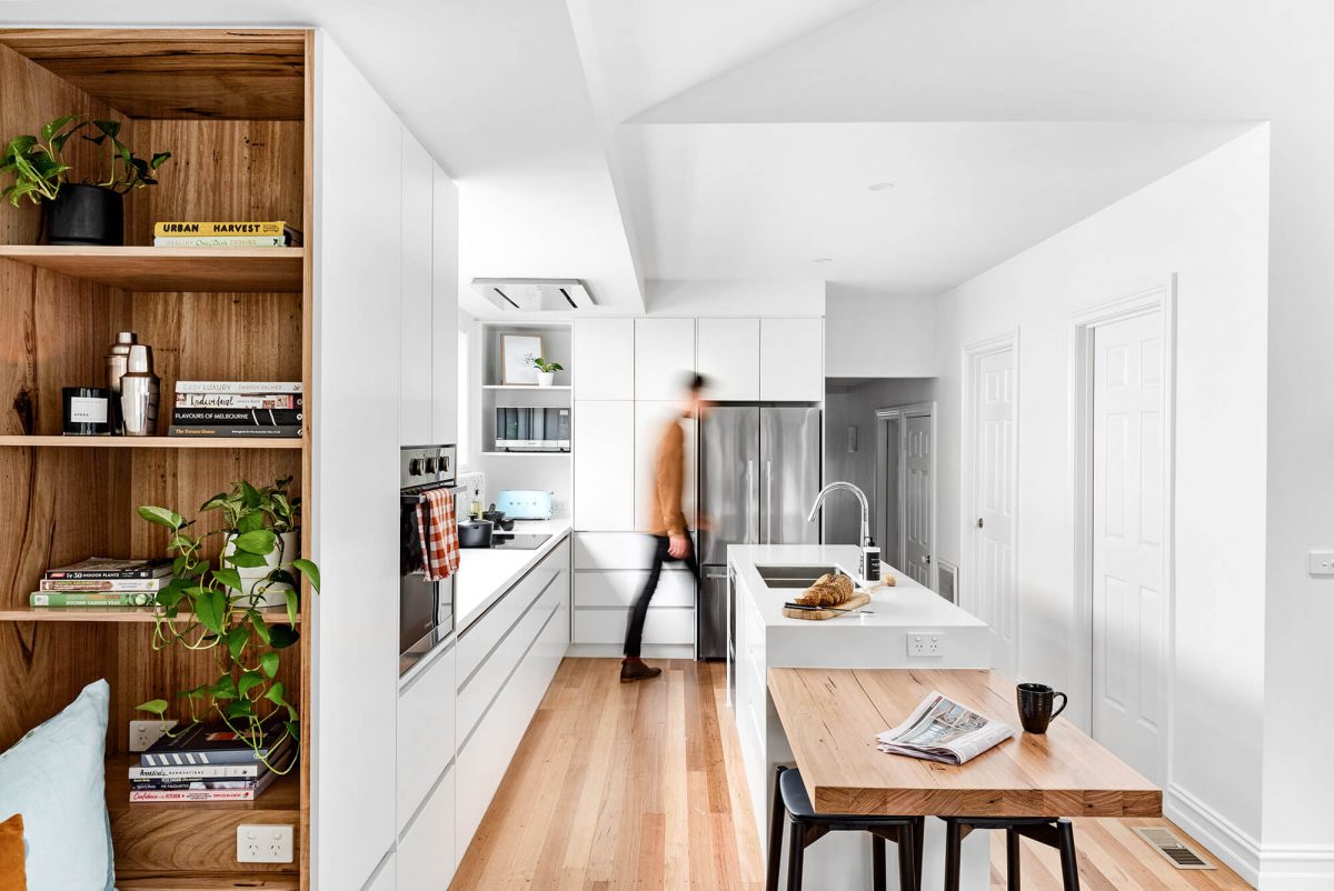 A custom designed white kitchen. Designed and built by MJ Harris Group.