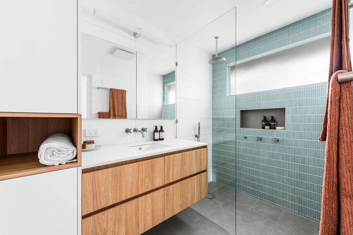 A custom designed bathroom. Designed and built by MJ Harris Group.