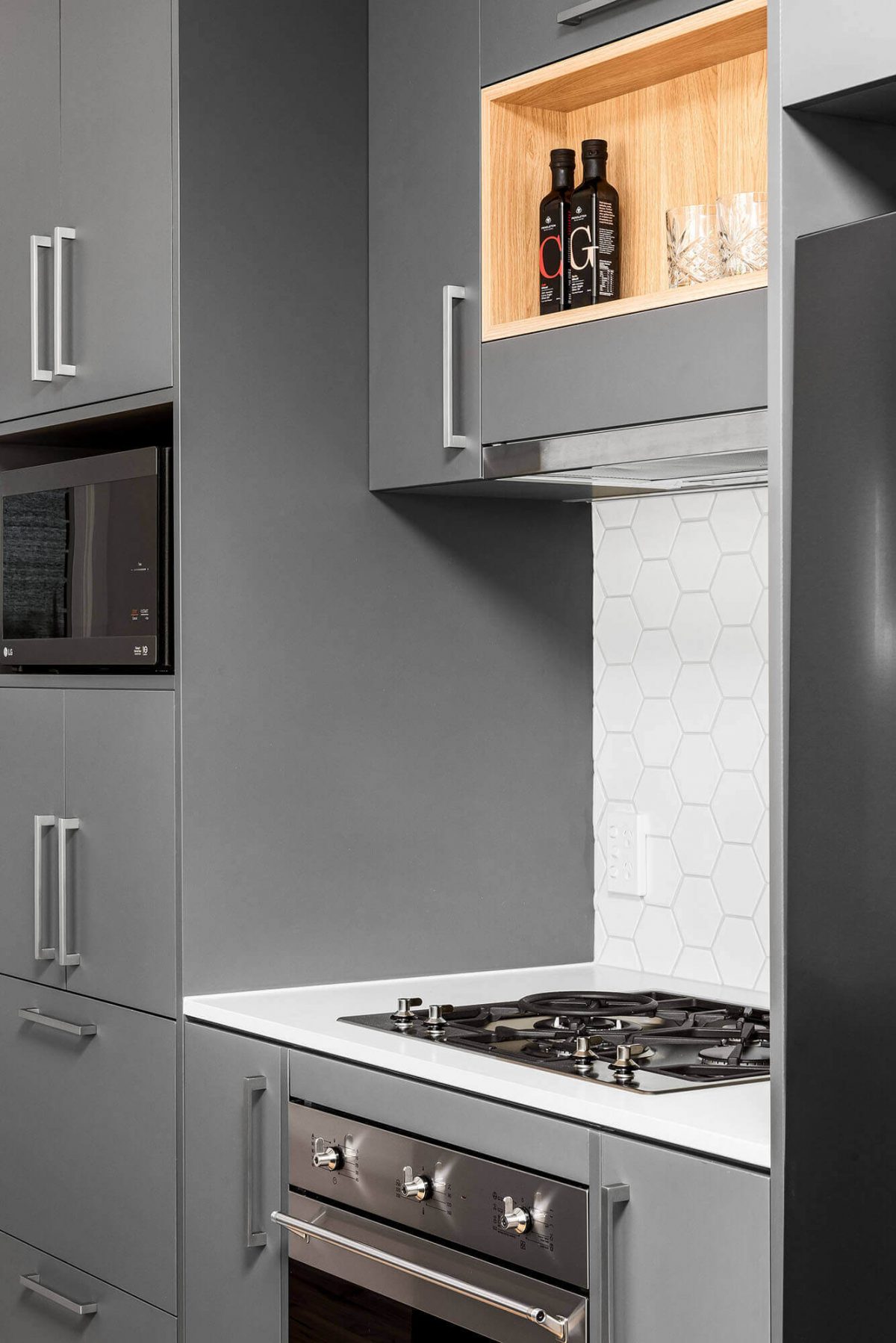 A custom designed kitchen. Designed and built by MJ Harris Group.