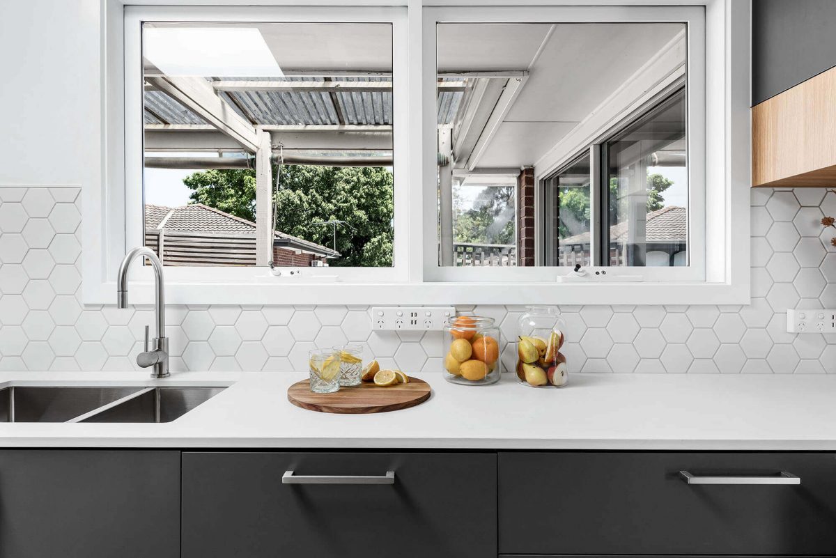 A custom designed kitchen. Designed and built by MJ Harris Group.