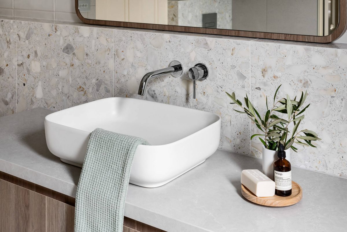 A custom designed bathroom. Designed and built by MJ Harris Group.