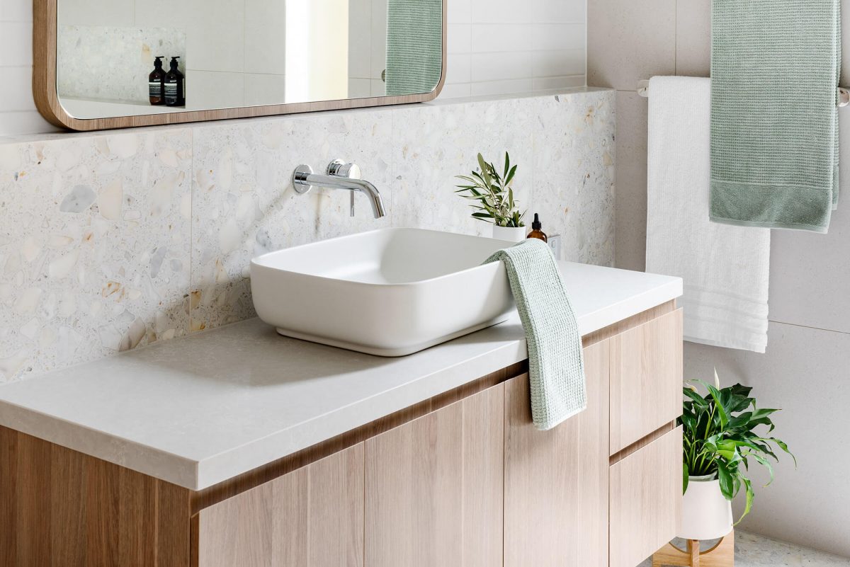 A custom designed bathroom. Designed and built by MJ Harris Group.