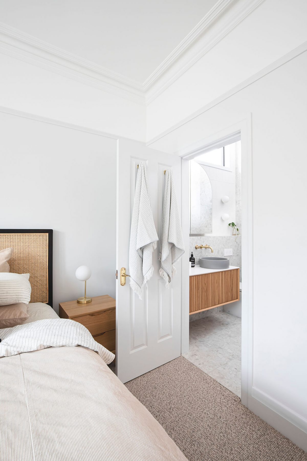 A custom designed bedroom. Designed and built by MJ Harris Group.