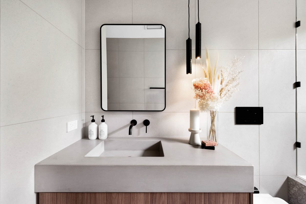 A custom designed bathroom. Designed and built by MJ Harris Group.