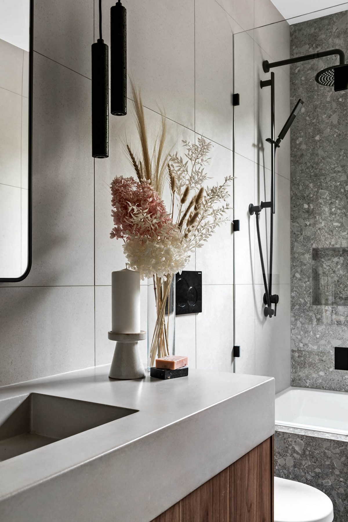 A custom designed bathroom. Designed and built by MJ Harris Group.