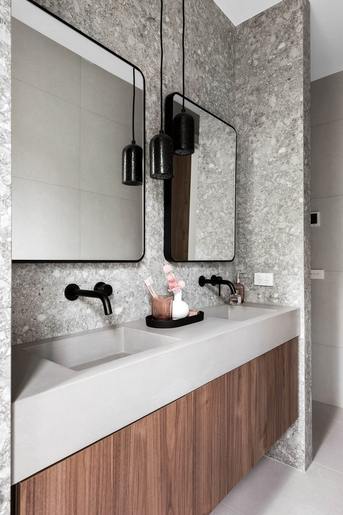 A custom designed bathroom. Designed and built by MJ Harris Group.