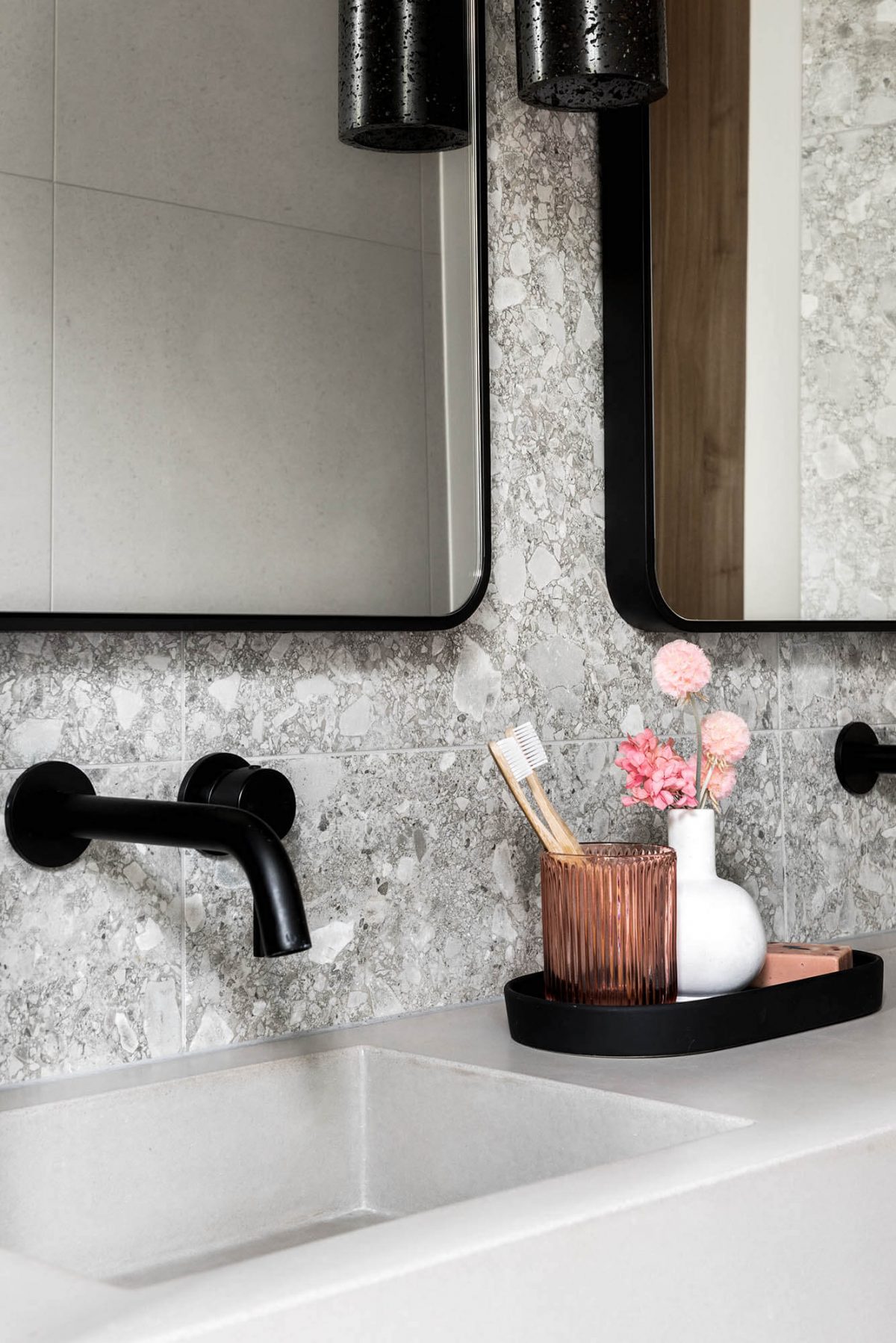 A custom designed bathroom. Designed and built by MJ Harris Group.