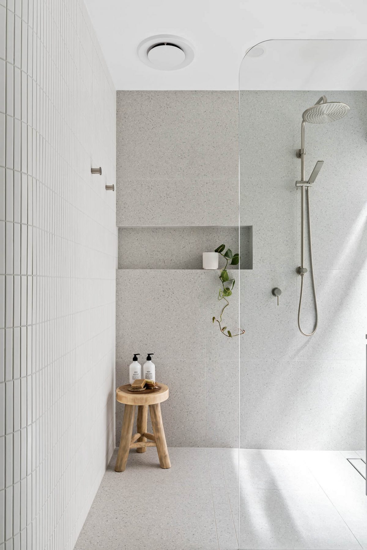 A custom designed ensuite bathroom featuring a walk in shower. Designed and built by MJ Harris Group. #MJHxEdinburghSt