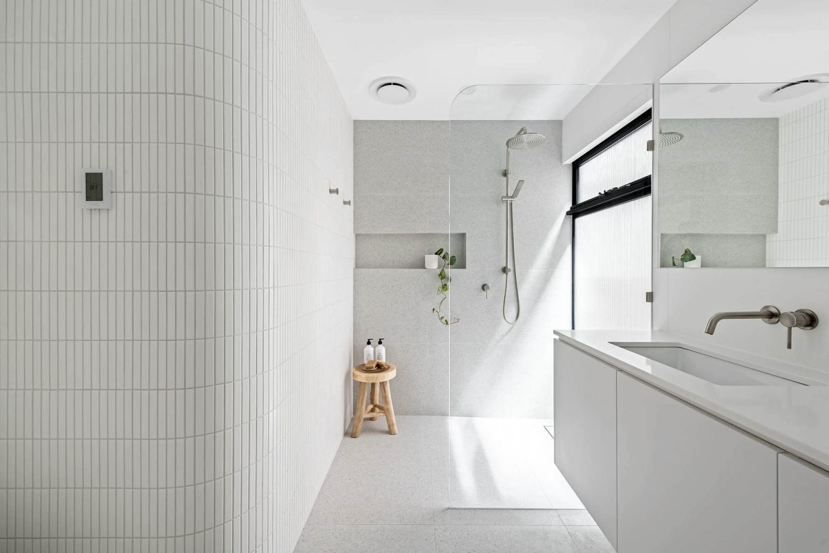 A custom designed ensuite bathroom featuring a walk in shower. Designed and built by MJ Harris Group. #MJHxEdinburghSt
