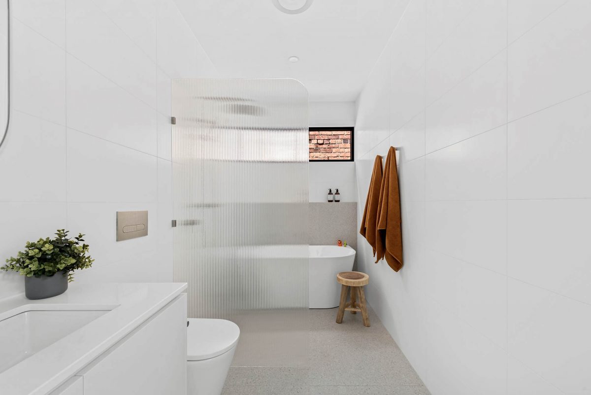 A custom designed bathroom. Built by M.J. Harris Group