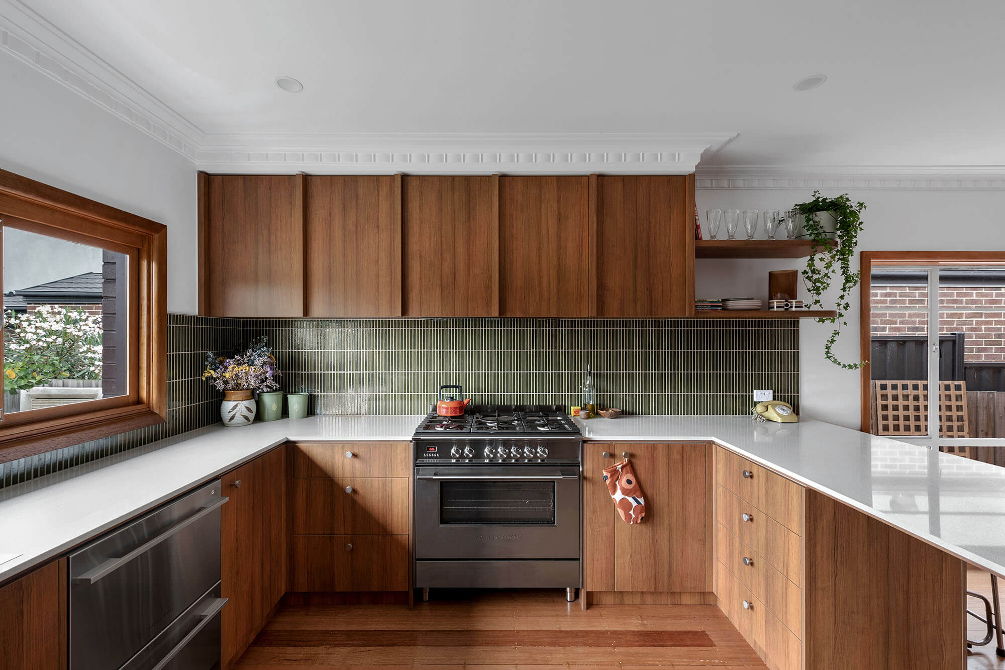 A custom designed vintage style kitchen. Designed and built by MJ Harris Group.