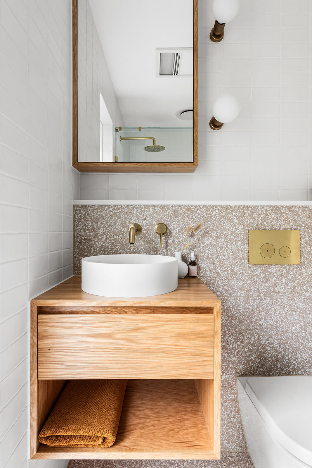 Pink Terrazzo Bathroom Essendon Custom Design Joinery