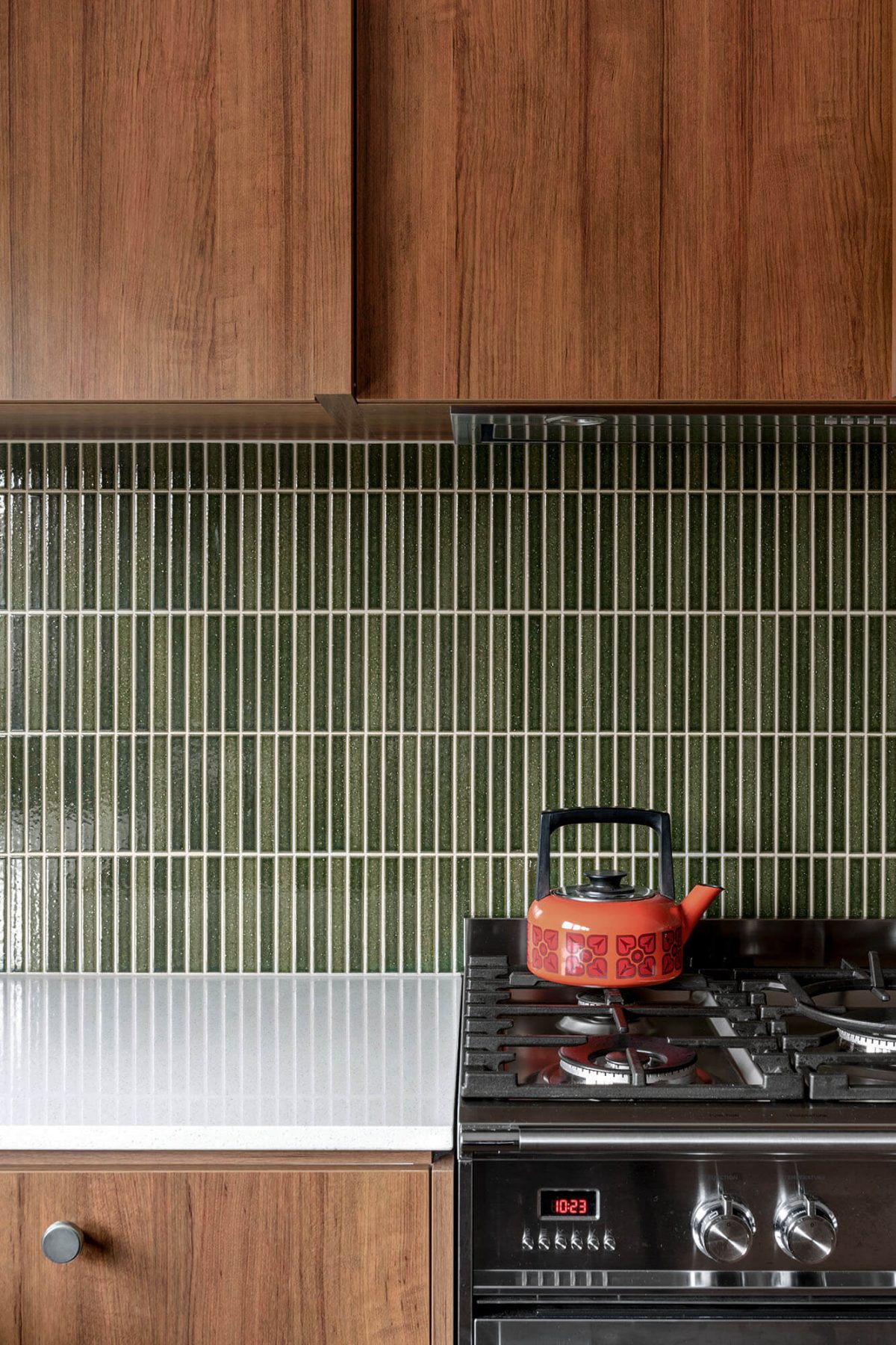 Mid Century Kitchen Renovation Green Kit Kat Tile