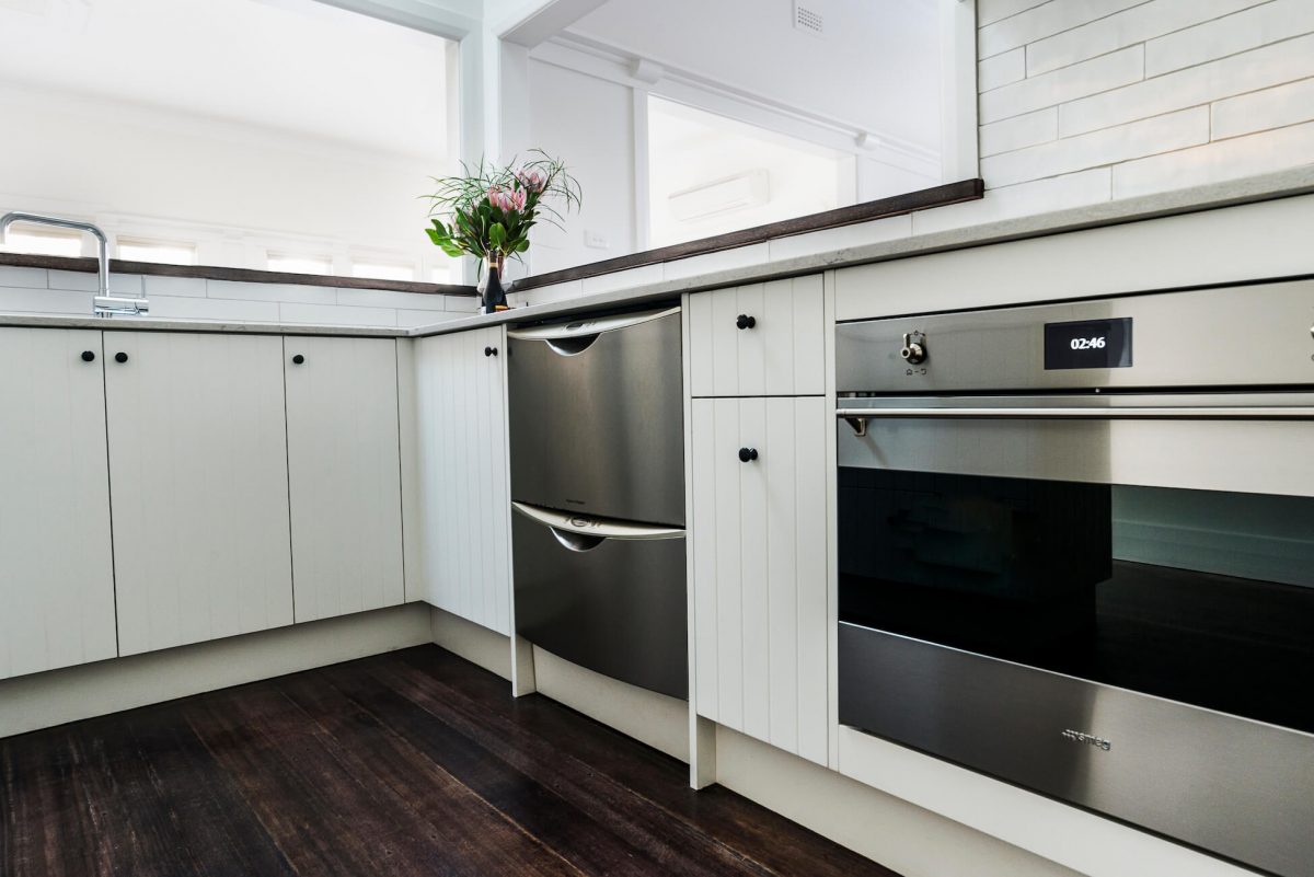 A custom designed kitchen featuring custom joinery. Designed and built by MJ Harris Group. #MJHxSheirsSt