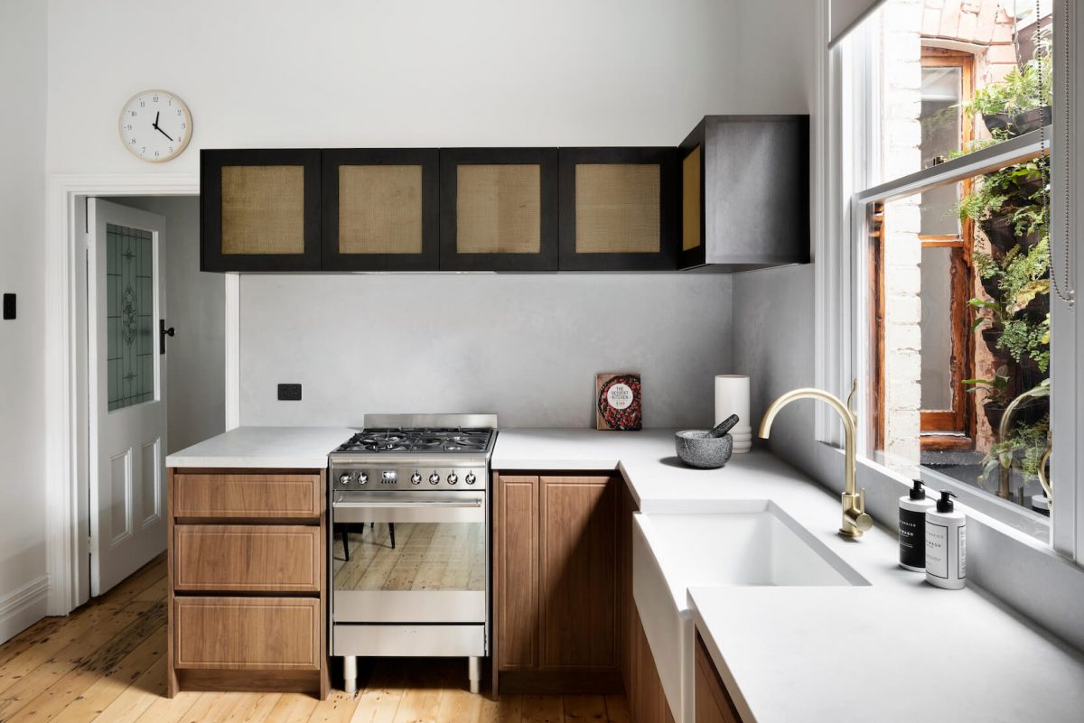 A custom designed kitchen with a vintage feel. Designed and built by MJ Harris Group.