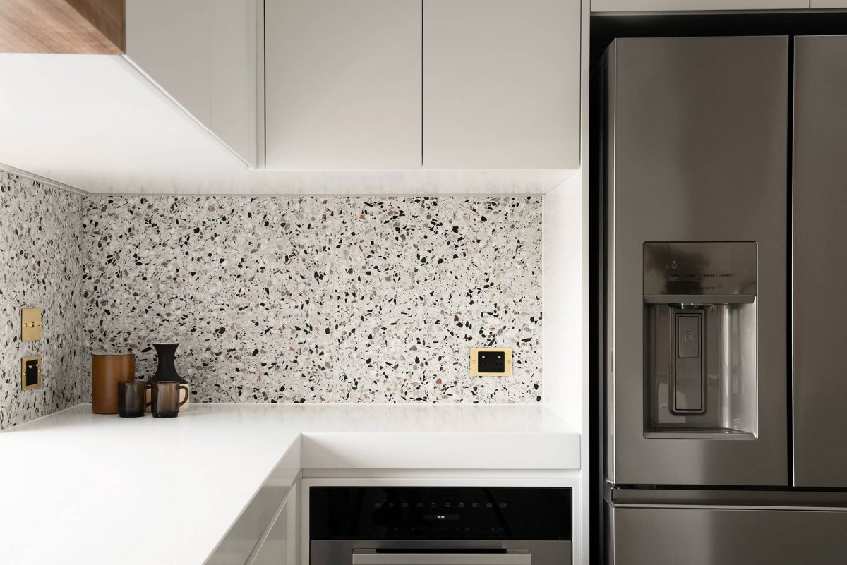 A custom designed kitchen featuring terrazzo. Designed and built by MJ Harris Group. #MJHxMasonSt