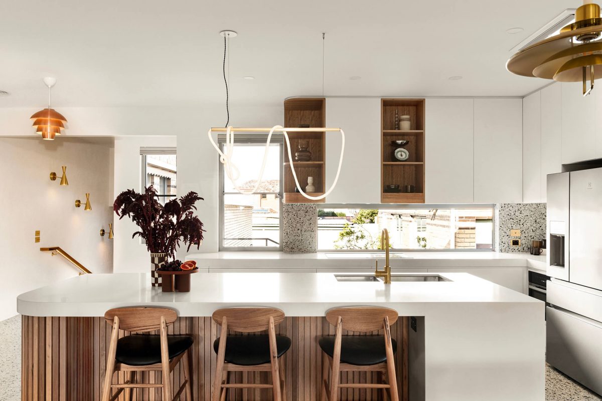 A custom designed kitchen featuring terrazzo. Designed and built by MJ Harris Group. #MJHxMasonSt