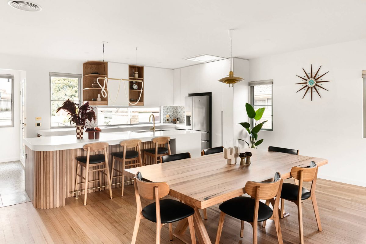 A custom designed kitchen featuring an open concept. Designed and built by MJ Harris Group. #MJHxMasonSt