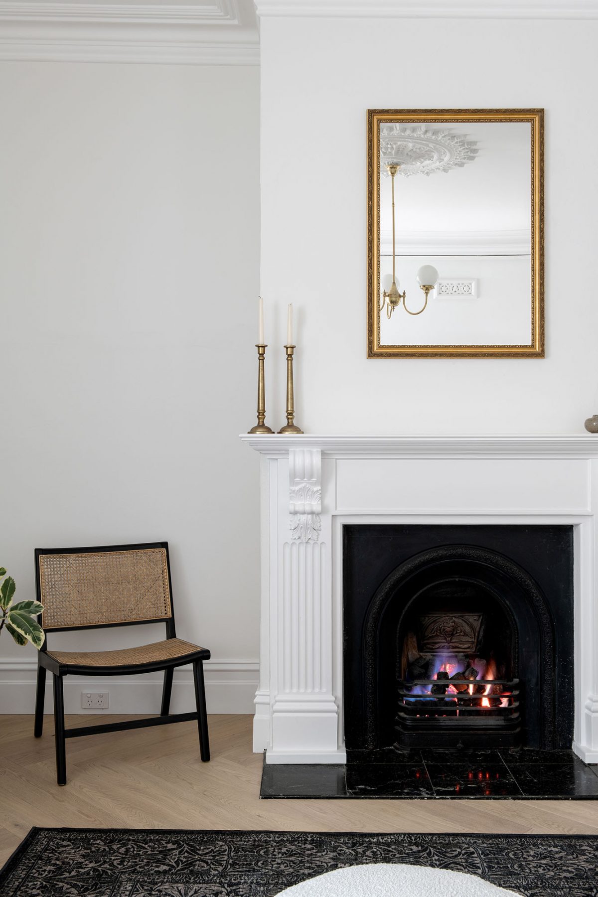 A custom designed living space featuring a fireplace. Designed and built by MJ Harris Group. #MJHxMacaylayRd