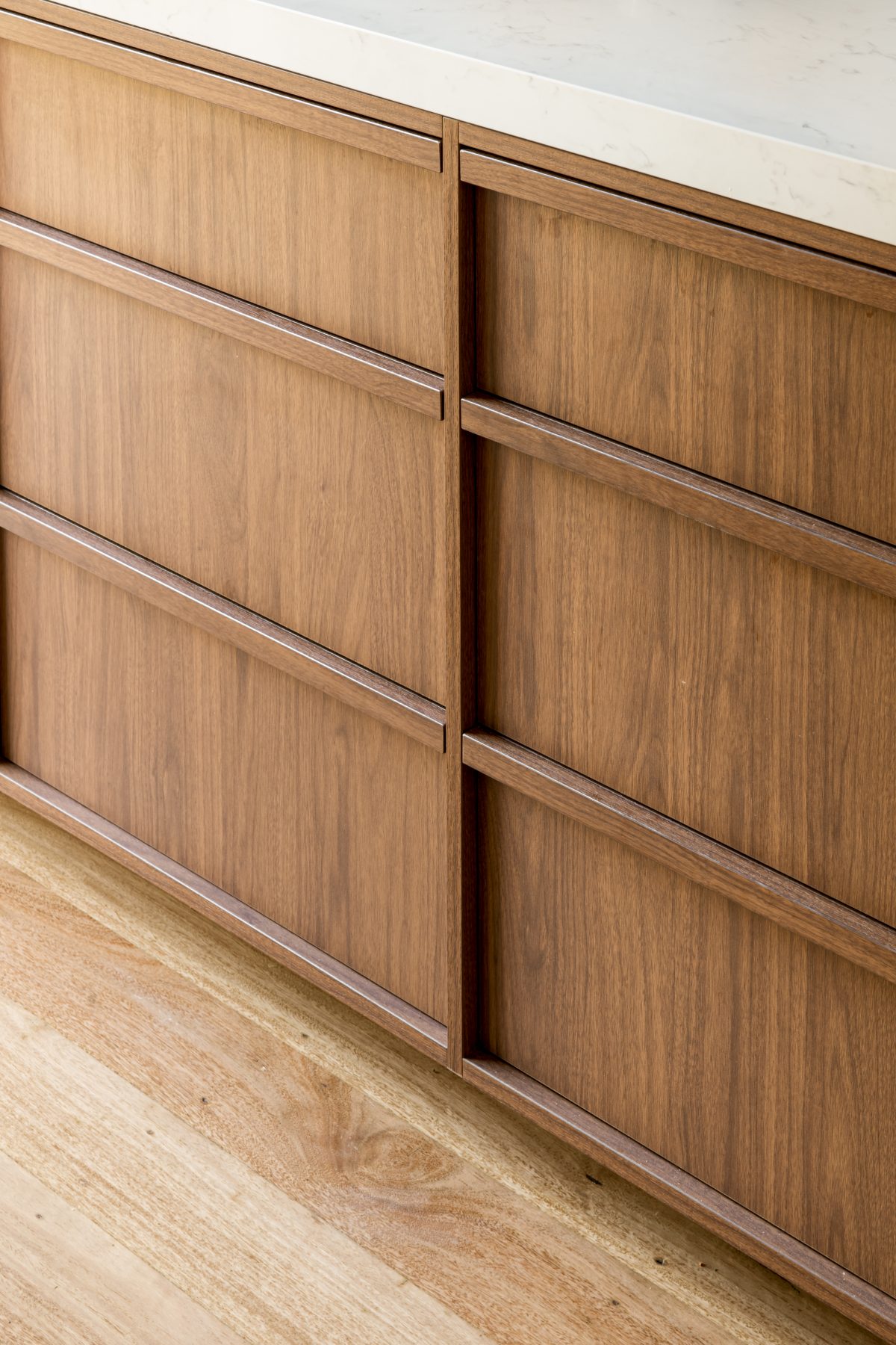 Custom walnut joinery. Designed and built by MJ Harris Group. #MJHxEmpressRd