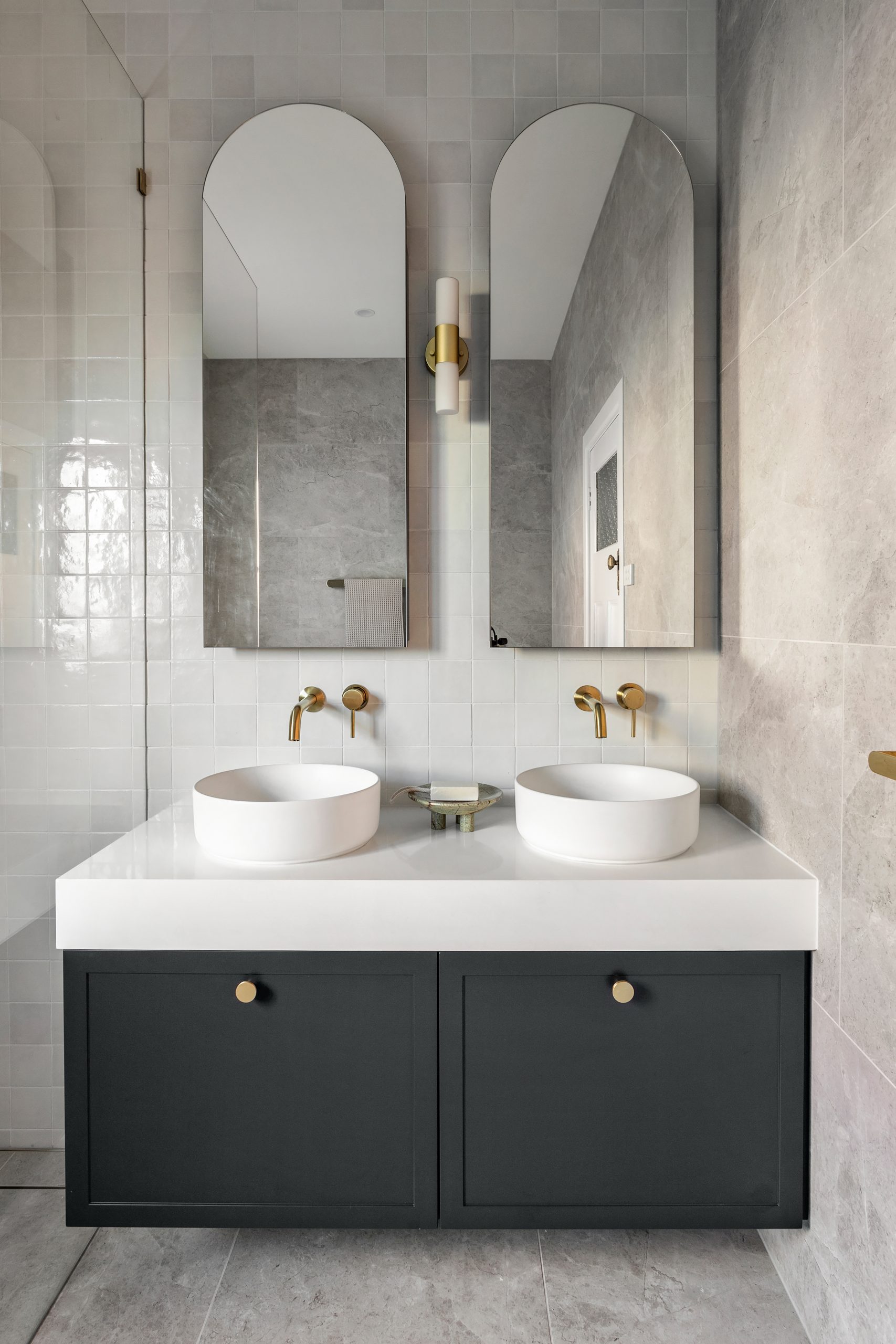 A custom designed bathroom. Designed and built by MJ Harris Group.
